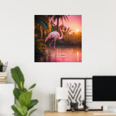 Poster Rosé Gold Flamant Sérénité (Bureau à domicile)