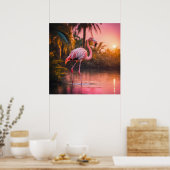Poster Rosé Gold Flamant Sérénité (Cuisine)