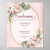 Poster Rose Gold Fleurs Feuillage Éternels Panneau de Bie (Devant)