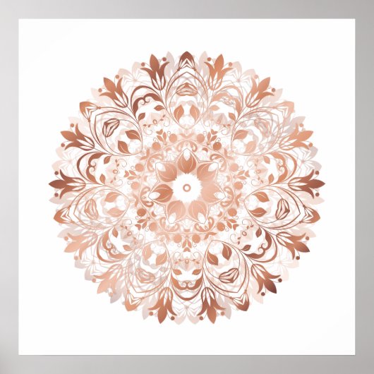 Poster Rose Gold Floral Mandala (Devant)