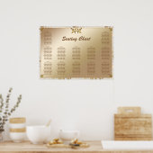 Poster Rose Gold Floral Mariage Carte de siège (Cuisine)