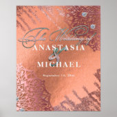 Poster Rose Gold Foil Luxe Glam Élégant Mariage élégant (Devant)