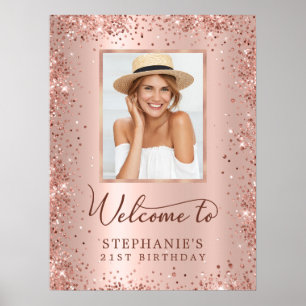 Poster Rose Gold Foil Parties scintillant 21e anniversair