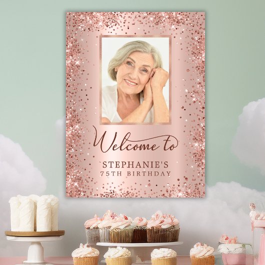 Poster Rose Gold Foil Parties scintillant 75e anniversair