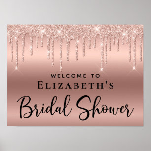Poster Rose Gold Glitter Invitation de Fête de Mariage