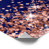Poster Rose Gold Glitter Navy Bridal Shower Welcome (Coin)