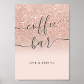 Poster Rose gold glitter ombre blush coffee bar (Devant)