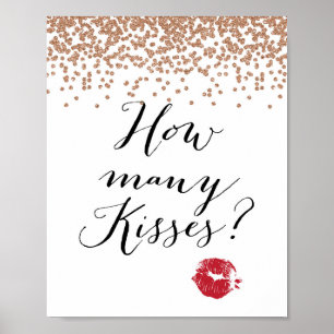 Poster Rose Gold How Many Kisses Sign