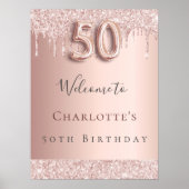 Poster rose gold invitation fête 50 ans (Devant)
