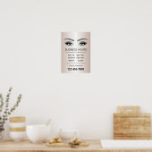 Poster Rose Gold Lashes Brows Beauty Salon Heures d'ouver (Cuisine)