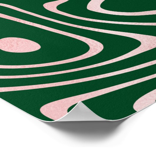 Poster Rose Gold liquid swirl Abstract Green Design (Coin)