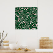 Poster Rose Gold liquid swirl Abstract Green Design (Cuisine)