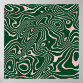 Poster Rose Gold liquid swirl Abstract Green Design (Devant)