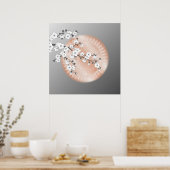 Poster Rose Gold Mandala Gris Fleurs de cerisiers (Cuisine)