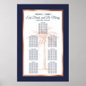Poster Rose Gold Marine Palm Tropical Mariage Seing Chart (Devant)