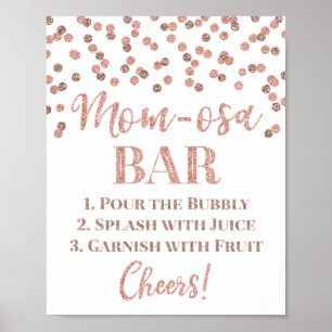 Poster Rose Gold Mom-osa Bar Signet Baby shower