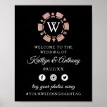 Poster Rose Gold Monogram Poker Chip Casino Mariage<br><div class="desc">Célébrez dans le style avec ce panneau d'accueil mariage moderne et très tendance. Ce design est facile à personnaliser avec votre libellé d'événement spécial et vos invités seront ravis quand ils verront ce magnifique panneau. Les éléments correspondants se trouvent dans la collection.</div>