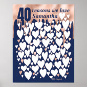 Poster Rose Gold Navy 40e anniversaire cadeau - 40 raison (Devant)