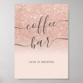 Poster Rose gold pailleté ombre blush bar à café (Devant)