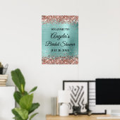 Poster Rose Gold Pailleté Turquoise Clair Enterrement de (Bureau à domicile)