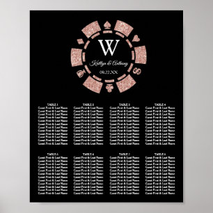 Poster Rose Gold Paillettes Jetons de Poker Mariage Casin