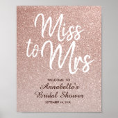 Poster Rose Gold Paillettes Mademoiselle à Madame Bienven (Devant)