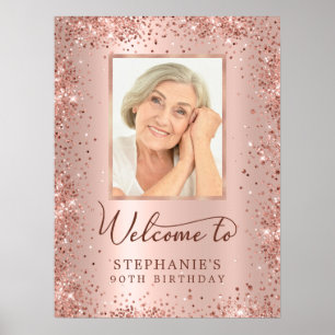 Poster Rose Gold Parties scintillant Chic 90th Birthday P