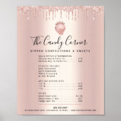 Poster Rose Gold Parties scintillant Drives Dessert Menu  (Devant)
