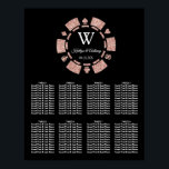 Poster Rose Gold Parties scintillant Poker Chip Casino Ma<br><div class="desc">Célébrez dans le style grâce à cette carte mariage tendance. Le design est facile à personnaliser avec votre propre libellé et votre famille et vos amis seront ravis de voir ce fabuleux plan de table mariage. Les éléments mariages correspondants se trouvent dans la collection.</div>