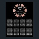 Poster Rose Gold Parties scintillant Poker Chip Casino Ma<br><div class="desc">Célébrez dans le style grâce à cette carte mariage tendance. Le design est facile à personnaliser avec votre propre libellé et votre famille et vos amis seront ravis de voir ce fabuleux plan de table mariage. Les éléments mariages correspondants se trouvent dans la collection.</div>