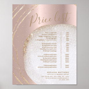 Poster Rose Gold Parties scintillant Stylist Salon Prix d