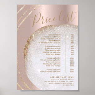 Poster Rose Gold Parties scintillant Stylist Salon Tarifs