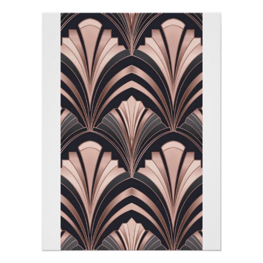 Poster Rose Gold Romance Neo Art Deco Fan Design (Devant)