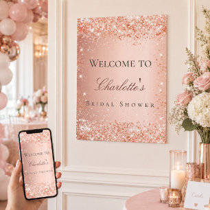 Poster Rose gold rose bonjour mariage