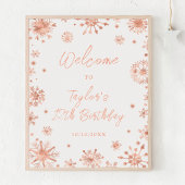 Poster Rose Gold Snowflakes fête d'anniversaire