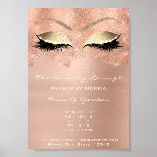 Poster Rose Gold Sparkly Eye White Parties scintillant Sa (Devant)