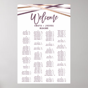 Poster Rose Gold Streamers Graphique de sièges alphabétiq