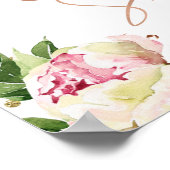 Poster Rose Gold Text Peonies Mariage Accueil (Coin)