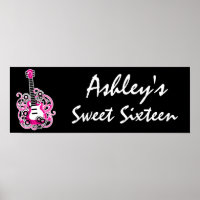 Poster rose Guitar Rock Star Sweet 16 Banner