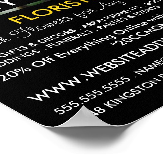 Poster Rose jaune, fleuriste publicité (Coin)