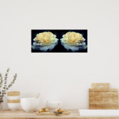 Poster Rose jaune pâle dans miroir en fleurs Abstrait (Cuisine)