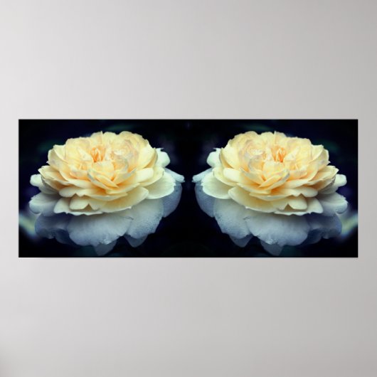 Poster Rose jaune pâle dans miroir en fleurs Abstrait (Devant)