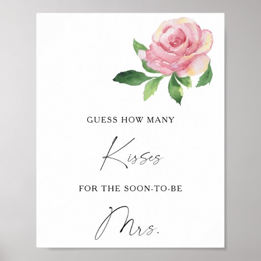 Poster Rose - Jeu de baby shower combien de baisers (Devant)