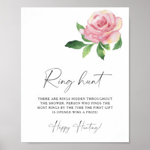 Poster Rose - Jeu de chasse à l'anneau pour baby shower