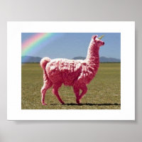 Poster rose Lama-Unicorne