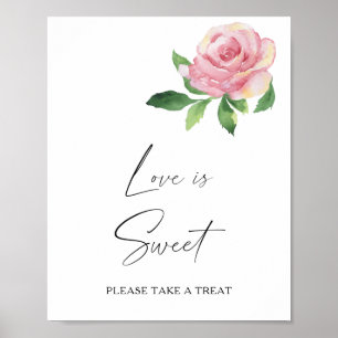 Poster Rose - l'amour est doux, prenez une friandise