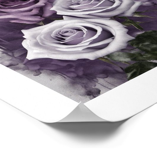 Poster Rose Lavender blanc (Coin)