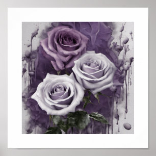 Poster Rose Lavender blanc