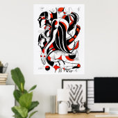 Poster Rose magique rouge (Bureau à domicile)