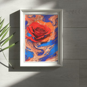 Poster Rose Marbrée Abstraite Artistique